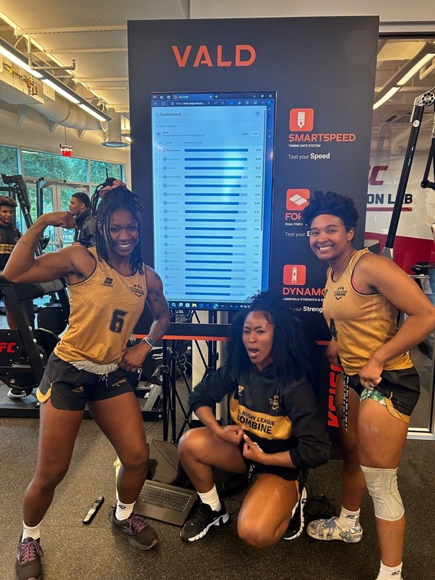 MarCaya Bailous with Scout Cheeks and Nira Fowler at the NRL Combine