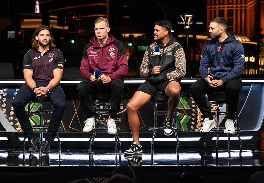 Pat Carrigan, Tom Trbojevic, Latrell Mitchell and James Tedesco at the Fox Sports launch  in Vegas