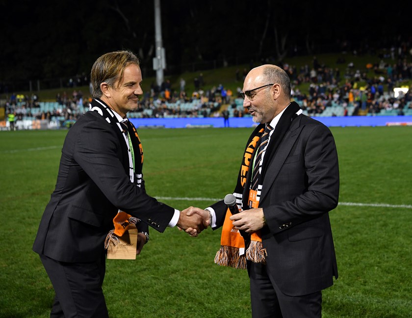 Wests Tigers CEO Justin Pascoe and chairman Lee Hagipantelis have parted ways with the club.