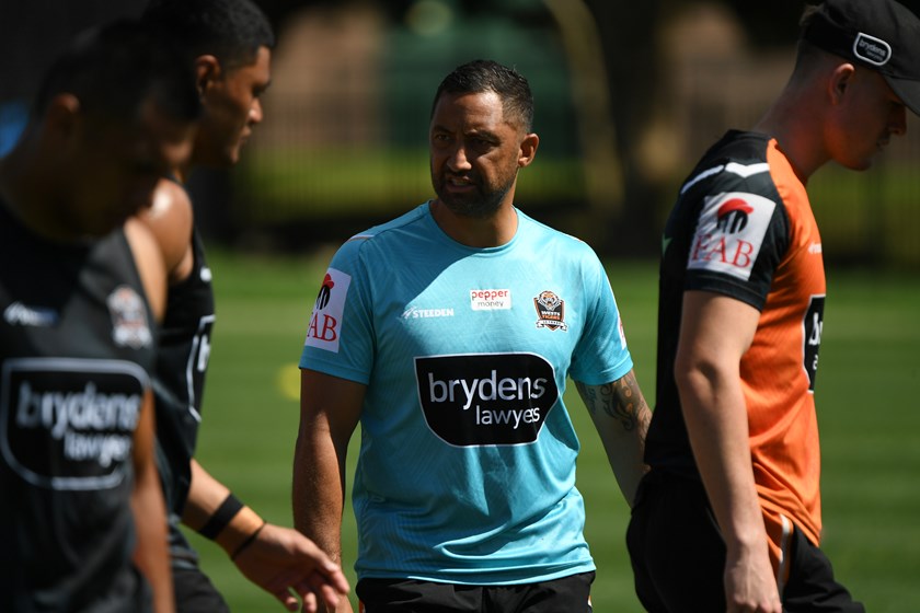New Wests Tigers coach Benji Marshall oversees pre-season training.