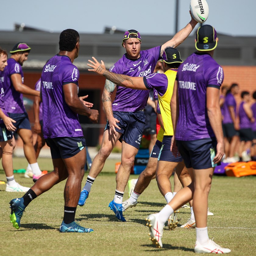 Storm star Cameron Munster at an open training session in Truganina