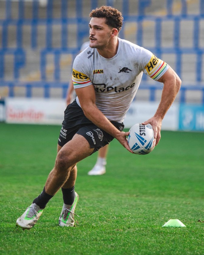 Nathan Cleary goes through his paces ahead of the World Club Challenge.