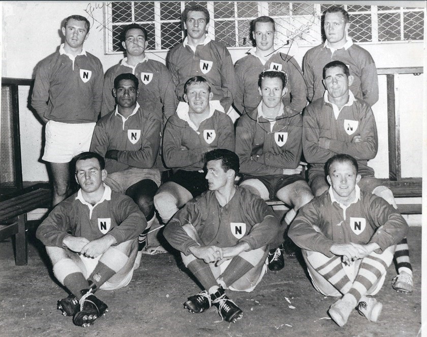 Bruce Olive (far left, middle row) played 69 first-grade games for Newtown from 1964-67.