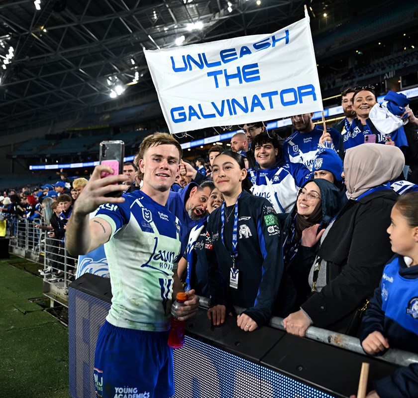 Lachlan Galvin is set to become a Bulldogs fan favourite after his match winning heroics against the Dragons. 