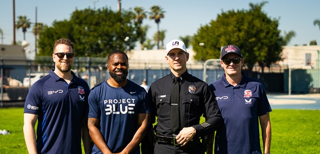 Roosters team up with LAPD for rugby league clinic in Watts