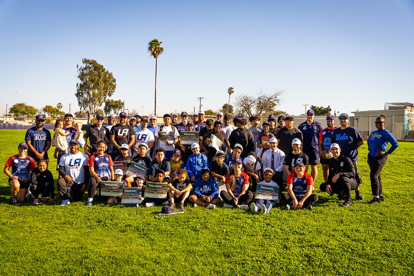The Roosters partnered with LAPD, Project Blue and Watts Rams to deliver a rugby league coaching clinic in LA.