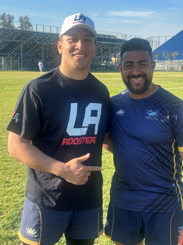 Sione Masoe credits LA Roosters coach Emiliano Nash (right) for his selection in the USA Hawks squad.