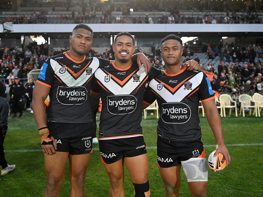 Samuela and Sione Latu, pictured with brother Latu, are set to play for Fiji at the Pacific Championships.