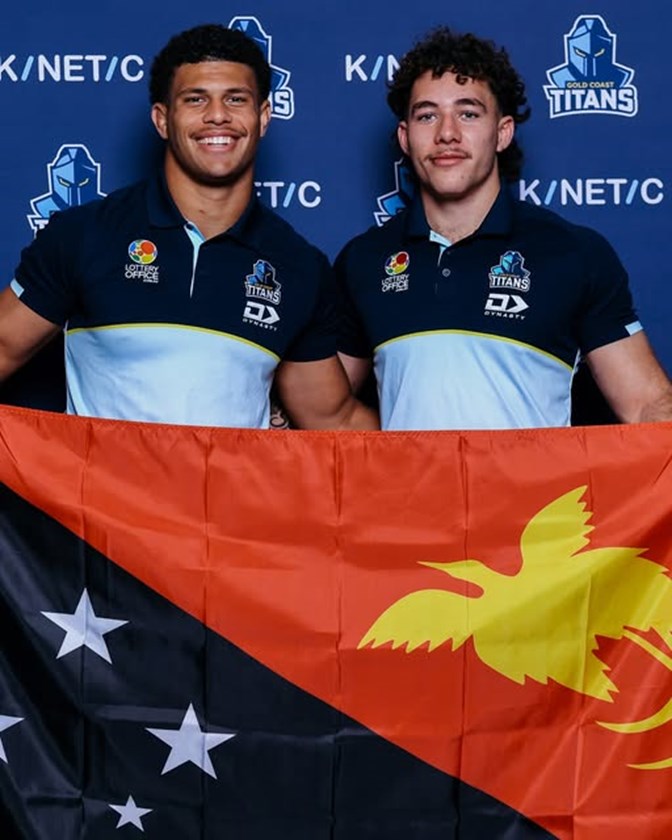 Cooper Bai and Sam Stephenson show off their PNG pride. 