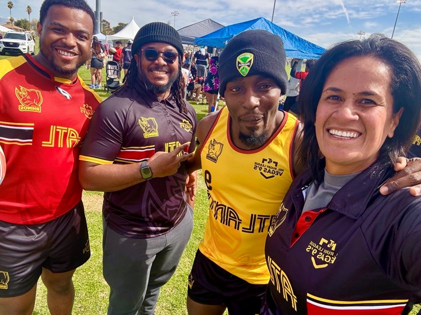 Oneata Schwalger coached Atlanta Rhinos at the 2025 NRL Vegas Nines.