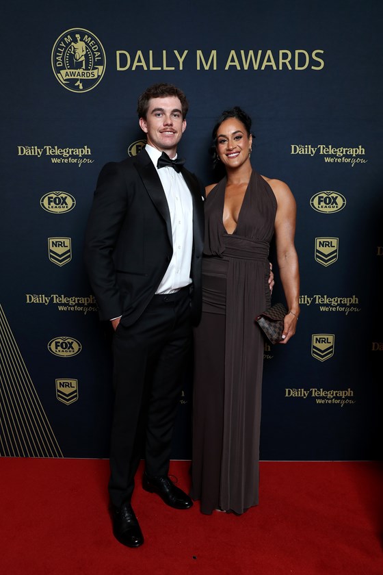 Knights NRLW star Yasmin Meakes and her partner arrive at the Dally Ms.