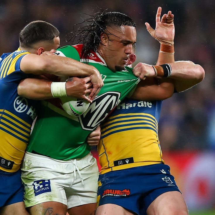 Thursday night footy: Rabbitohs lead against slippery Eels