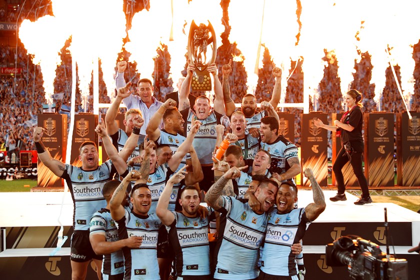 How sweet it is: The Sharks celebrate their historic 2016 triumph.