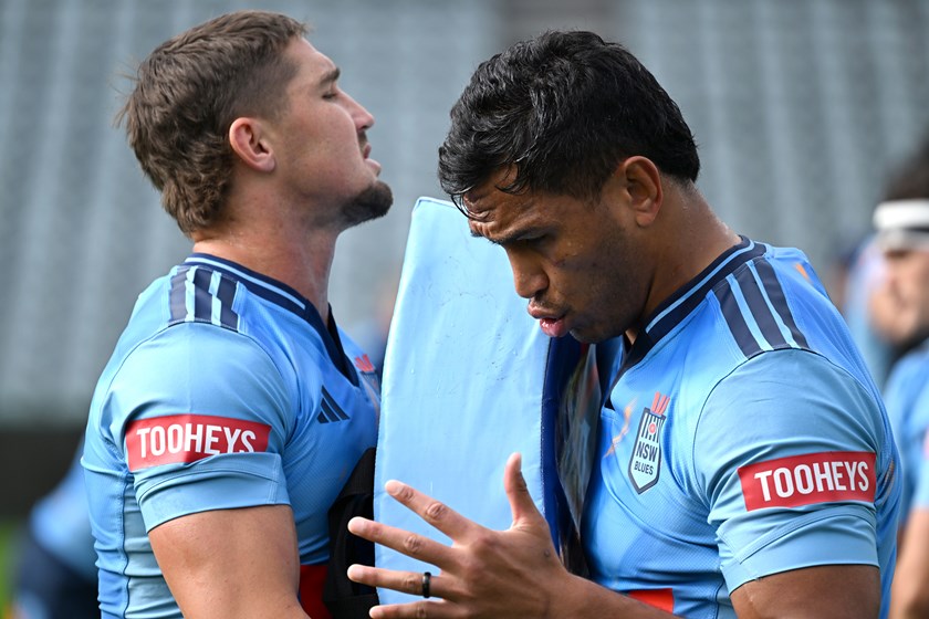 Daniel Saifiti and Jacob Saifiti pushed each other in Blues camp.