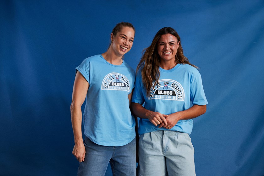 Blues stars Kezie Apps and Millie Elliott model the new season Best & Less Origin fan gear