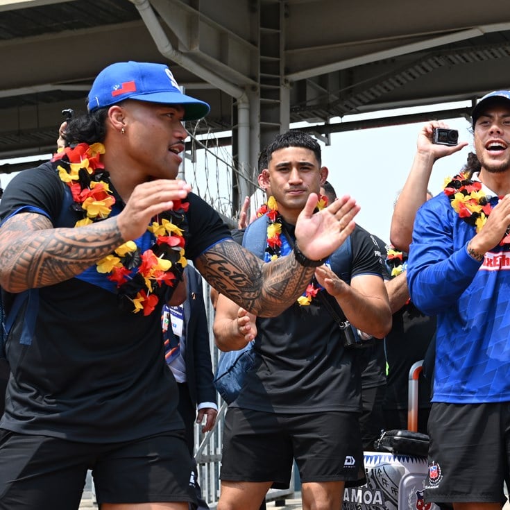 'Feels like home': To'o, Luai feted like heroes as Samoa arrive in PNG
