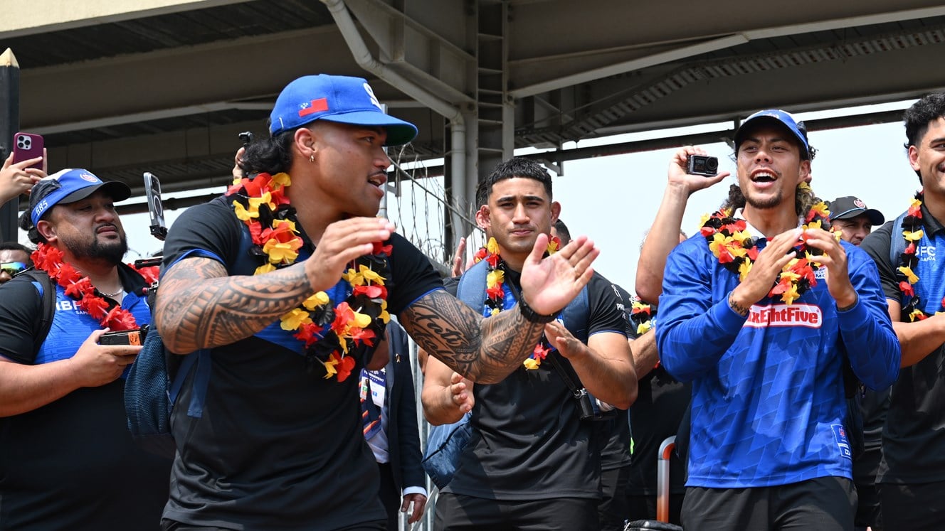 'Feels like home': To'o, Luai feted like heroes as Samoa arrive in PNG