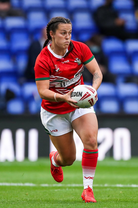 Ffion Lewis in action for Wales.