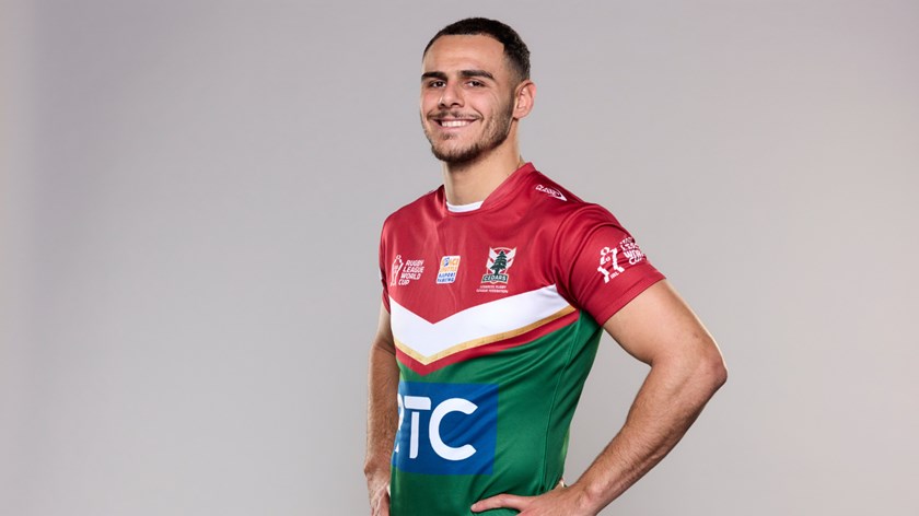 Jacob Kiraz in Lebanon's Rugby League World Cup 2026 jersey 