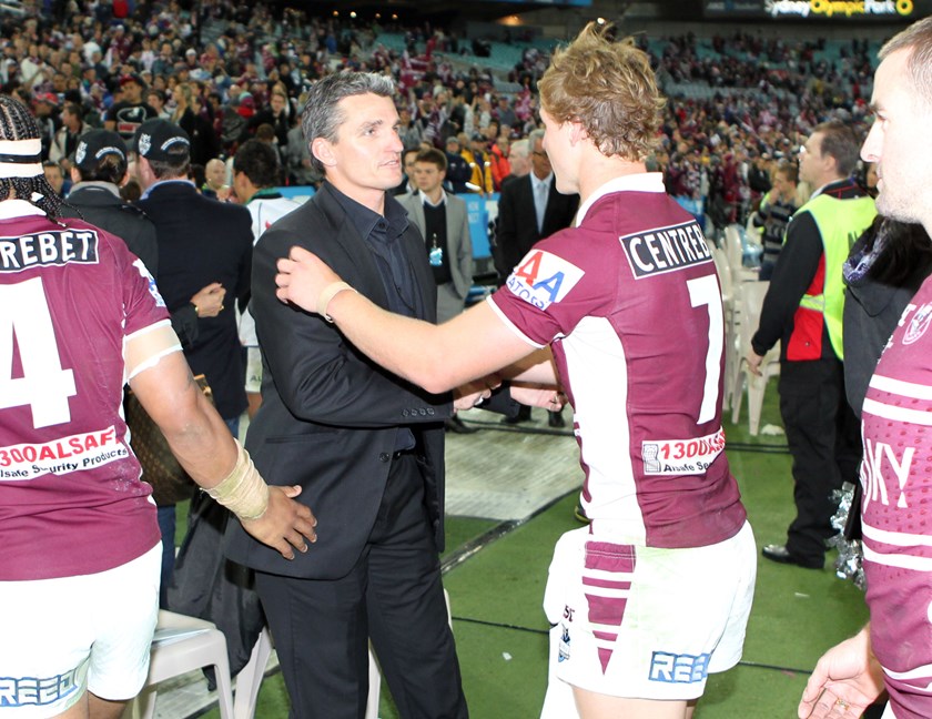 Ivan Cleary congratulates Daly Cherry-Evans after the 2011 grand final.