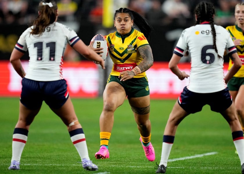 Simaima Taufa ran for 198 metres for the Jillaroos when they dismantled England in Vegas.