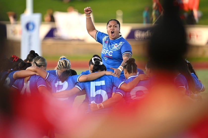 Annetta Annetta Nuuausala in full voice ahead of Samoa's clash with Tonga at the 2025 Pac Champs.