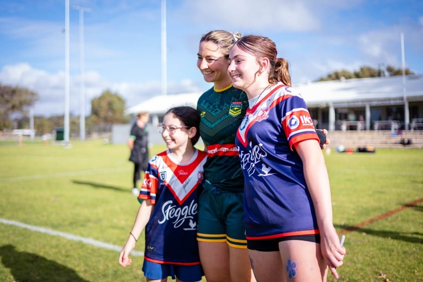 Jocelyn Kelleher meets the Jillaroos fans in Perth.