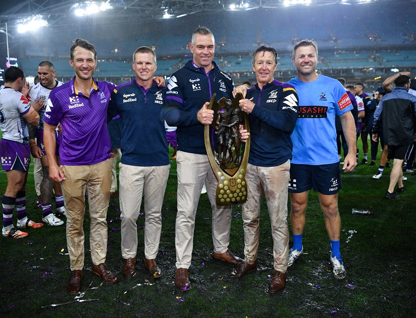 The Storm coaching staff after the 2020 grand final