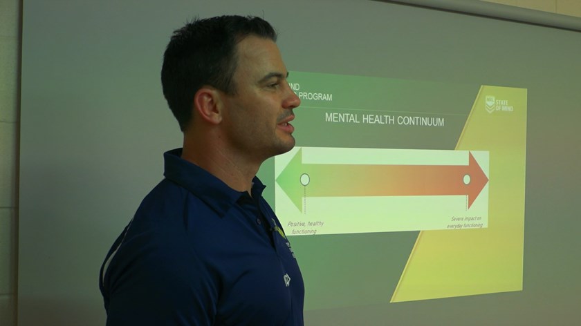 NRL Community Program Deliverer David Shillington delivers a mental health program to students in Gove, NT.