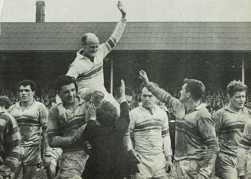 Bevan chaired off after his last home game for Warrington.