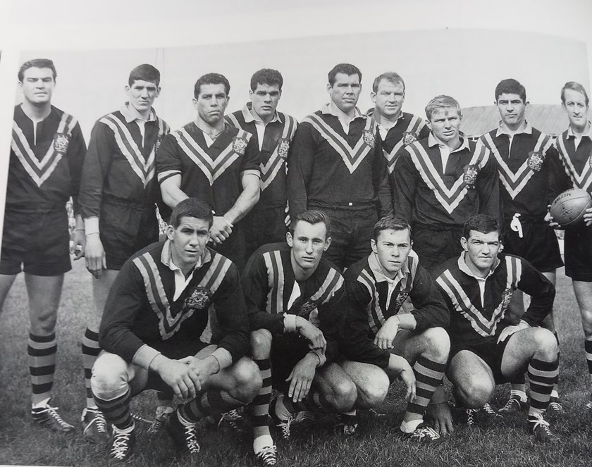 John Sattler (back, 3rd from left) had the rare distinction of captaining the Kangaroos on debut. 