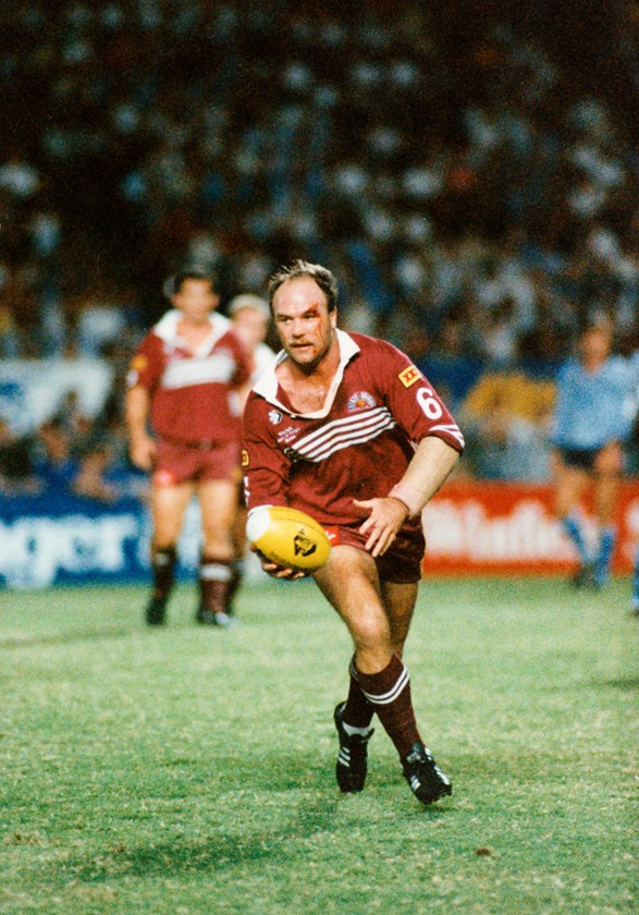 Wally Lewis sparks the Maroons attack.