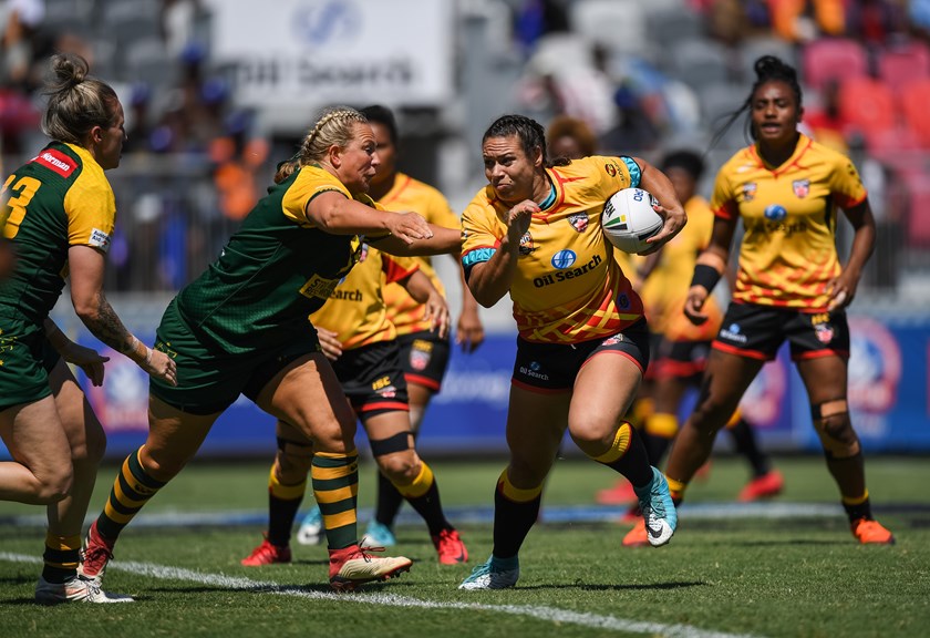 Tahina Booth in full cry against the Jillaroos.